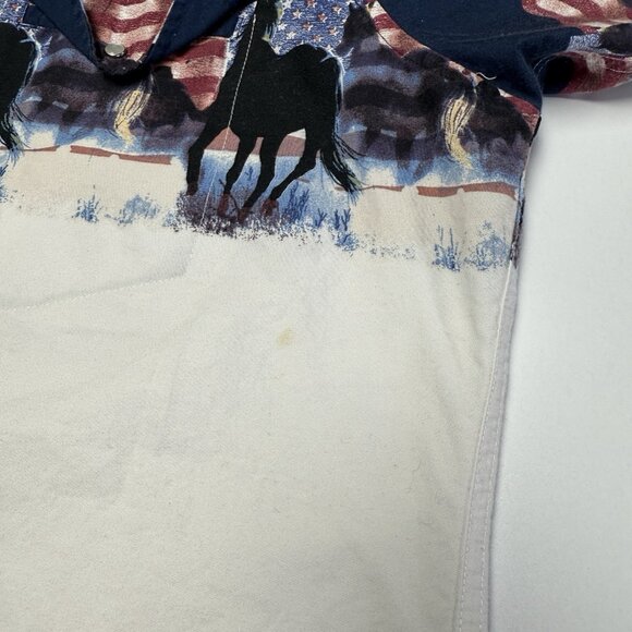Cumberland Outfitters Pearl Snap Western Shirt Mens White American Flag VTG XL - Picture 4 of 9
